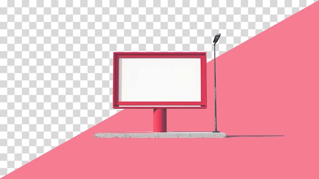 PSD a red screen on a stand with a blank screen on it on transparent background