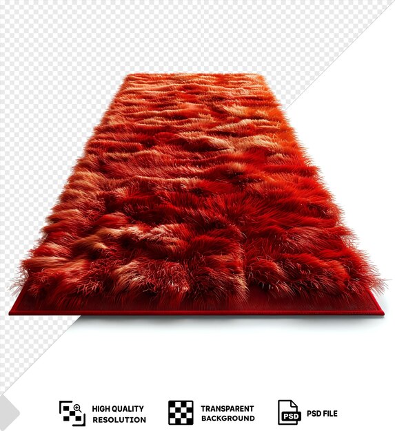 PSD red shag rug isolated on a transparent background luxurious and soft