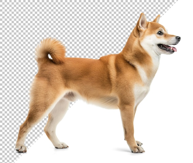 Red shiba inu dog side view on isolated background