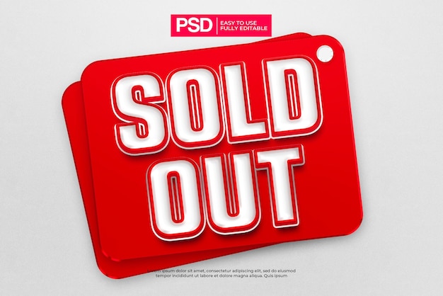 Red Sign with Sold Out Editable Text Effect