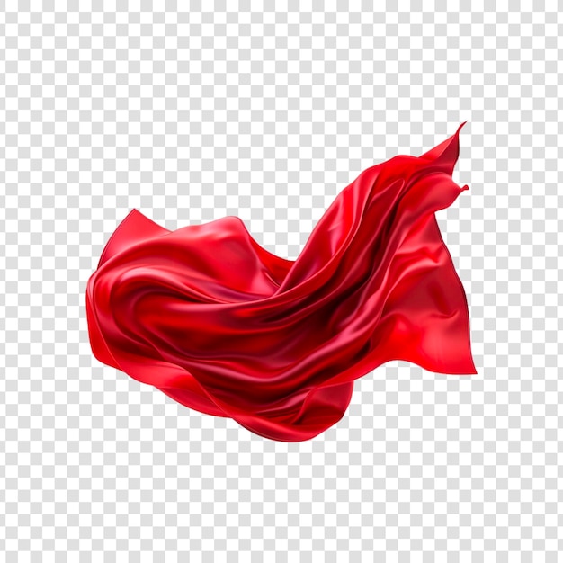 Red silk fabric flying isolated on a transparent background