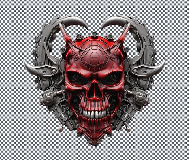 PSD a red skull with horns and horns on it with a dragon head on the back