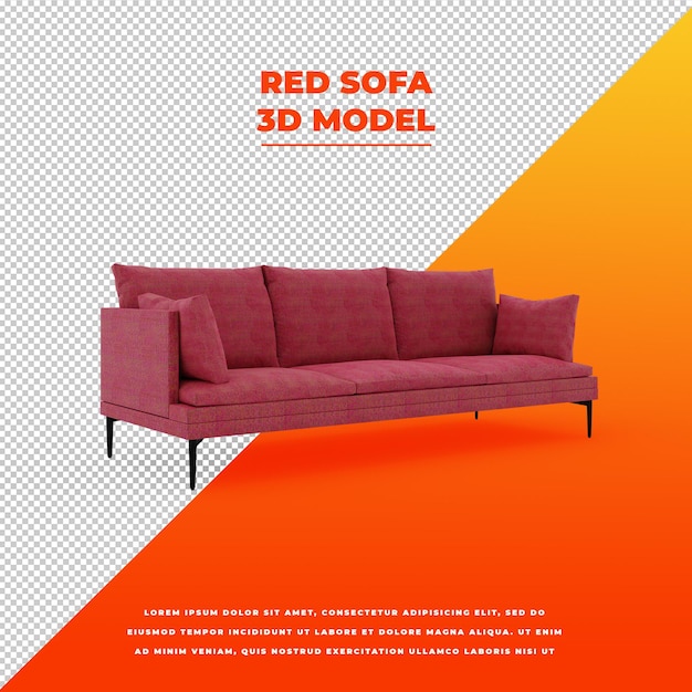 Red Sofa 3d isolated model