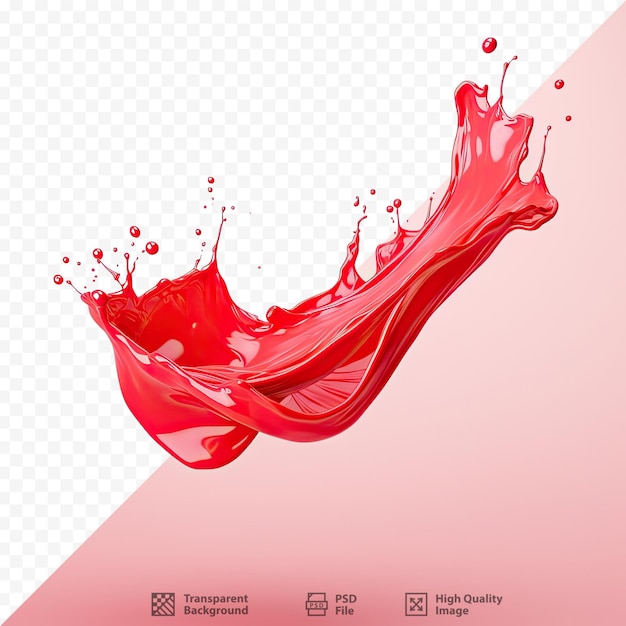 a red splash of red liquid is shown on a transparent background.