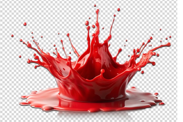 red splash of red liquid on a transparent background