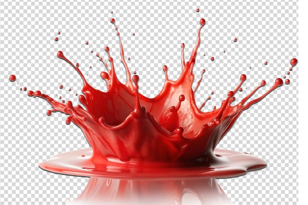 red splash of red liquid on a transparent background