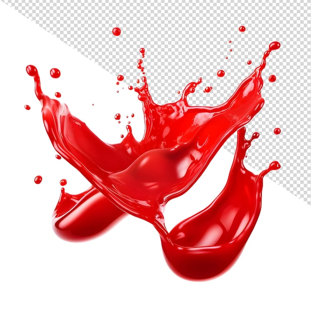 a red splash of water with a red splash and a white background