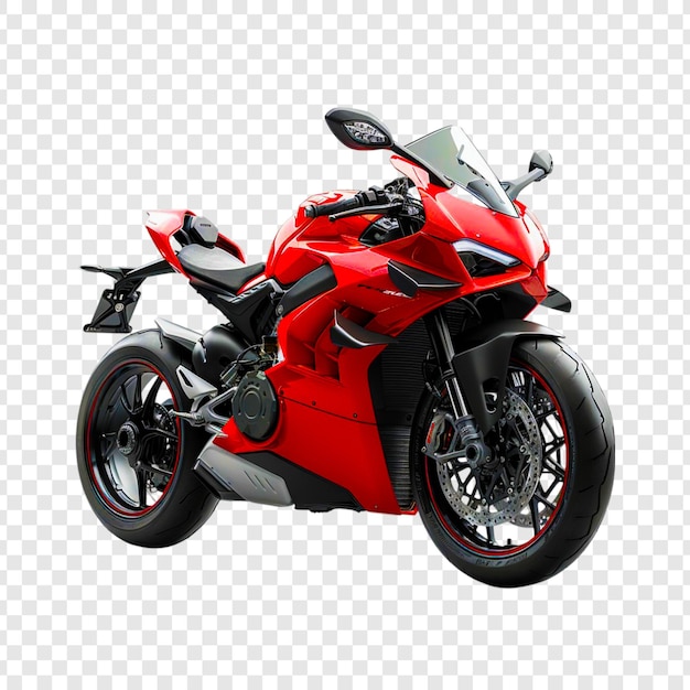 Red sports bike motorcycle on a transparent background