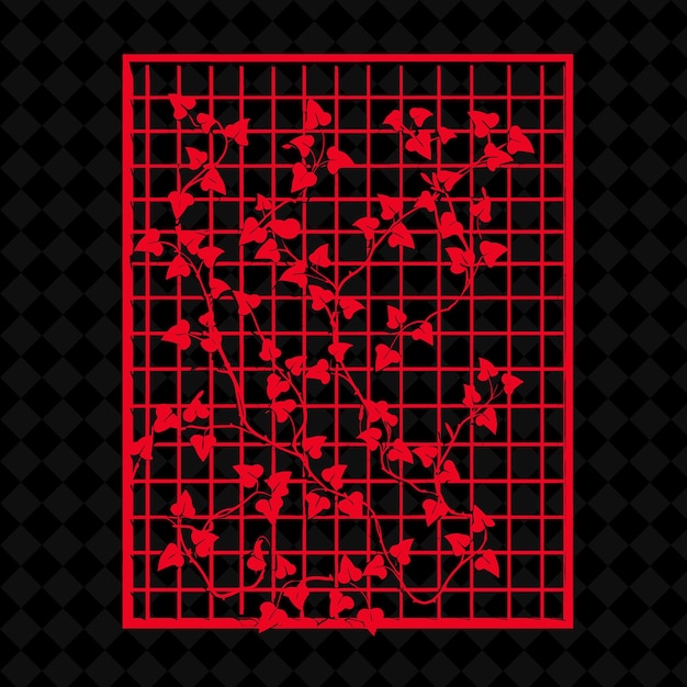 PSD a red square with butterflies on a black background