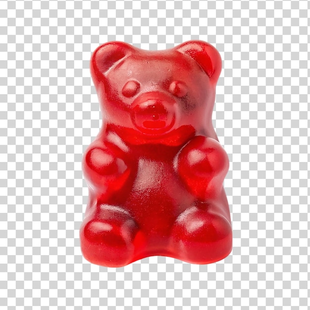 PSD red sweet jelly gummy bear isolated on transparent background