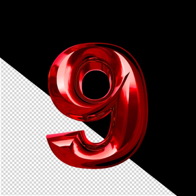 PSD red symbol with beveled number 9