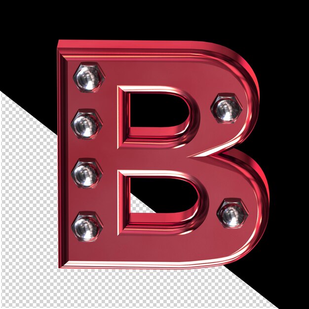 PSD red symbol with silver bolts letter b