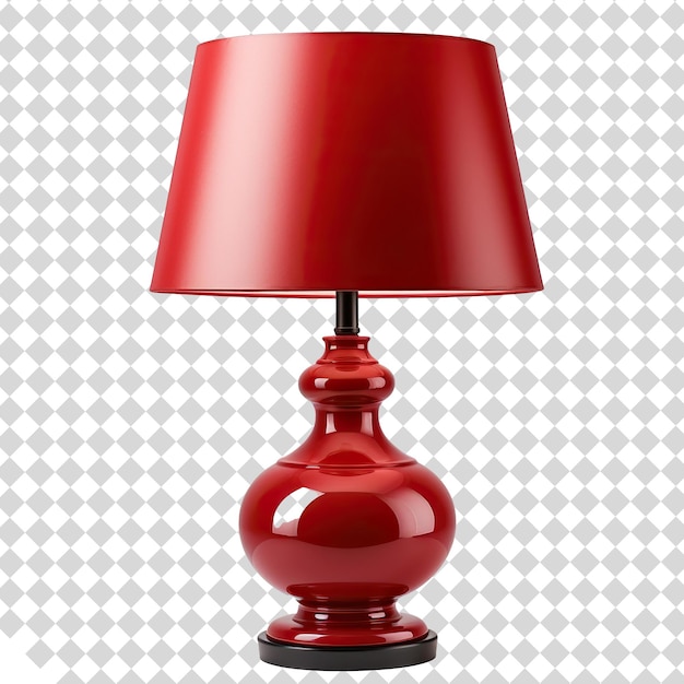 Red table lamp isolated on transparent background PSD file format