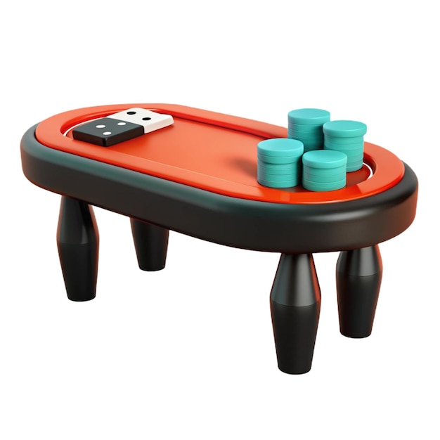 PSD a red table with a red table and a red table with blue and green game buttons