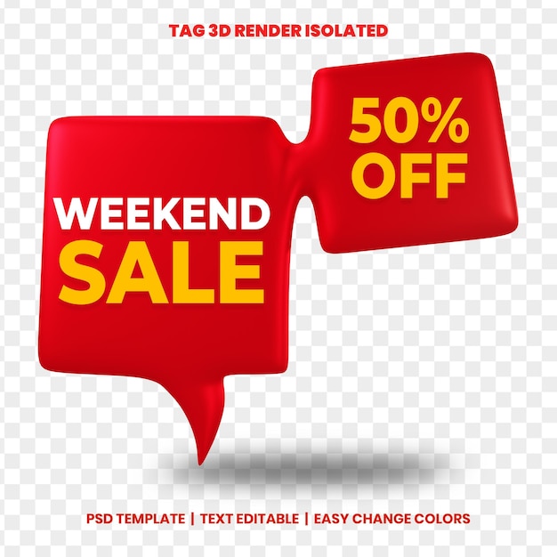 A red tag 3d weekend sale banner