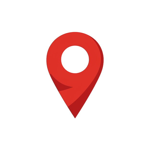 PSD red teardropshaped location pin icon with shadow on a white background