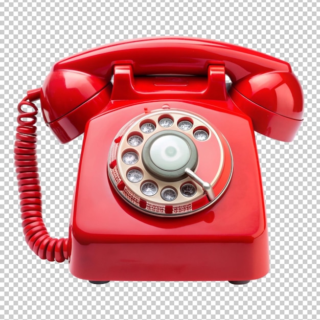 PSD red telephone on transparent background