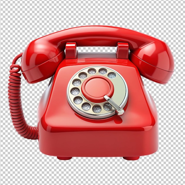 PSD red telephone on transparent background