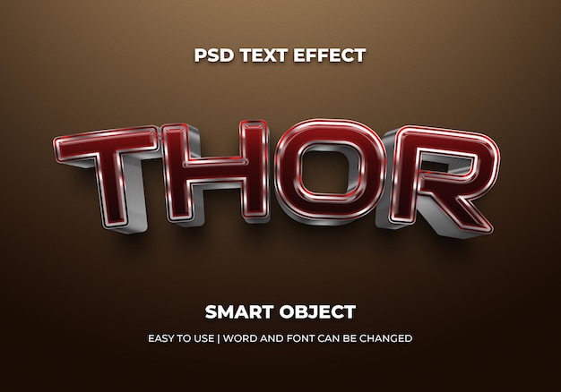 Red thor 3d editable text effect style