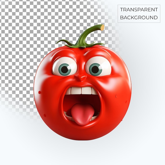 red tomato 3d angry emoji transparent background Free PSD