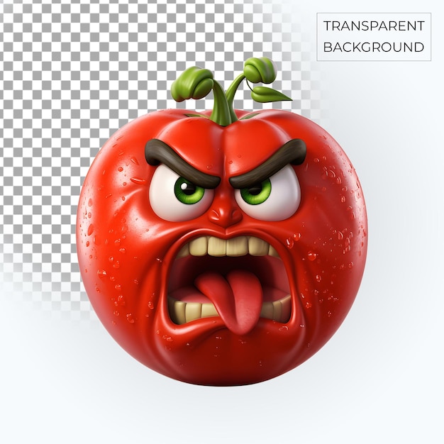 red tomato 3d angry emoji transparent background Free PSD