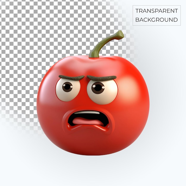 red tomato 3d sad emoji transparent background Free PSD