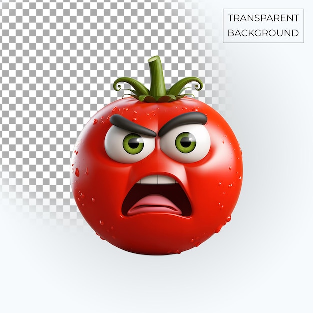 red tomato 3d sad emoji transparent background Free PSD