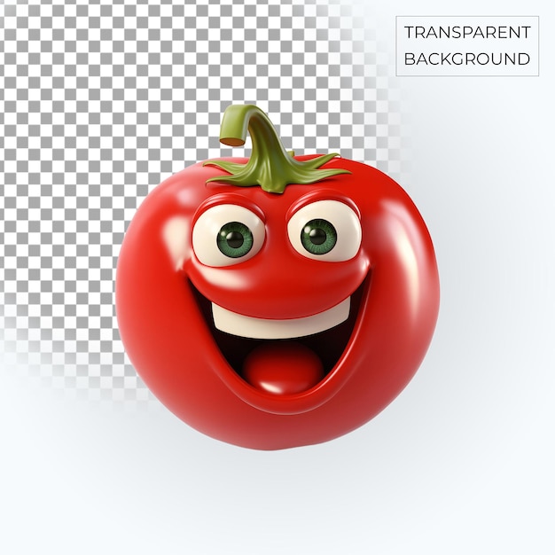 red tomato 3d smiling emoji transparent background Free PSD