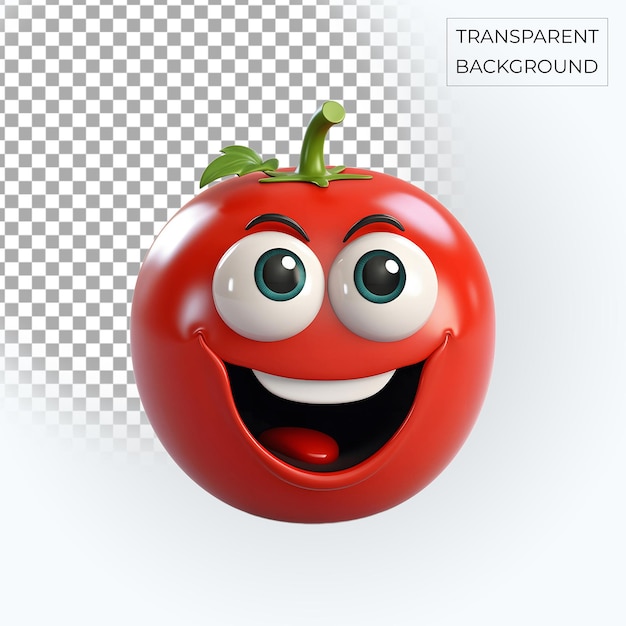 red tomato 3d smiling emoji transparent background Free PSD