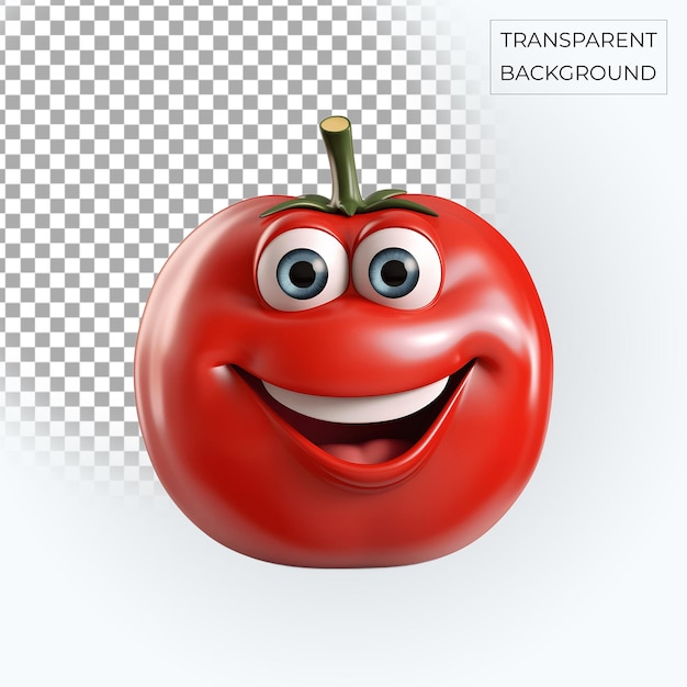 red tomato 3d smiling emoji transparent background Free PSD