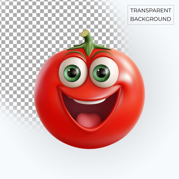 red tomato 3d smiling emoji transparent background Free PSD