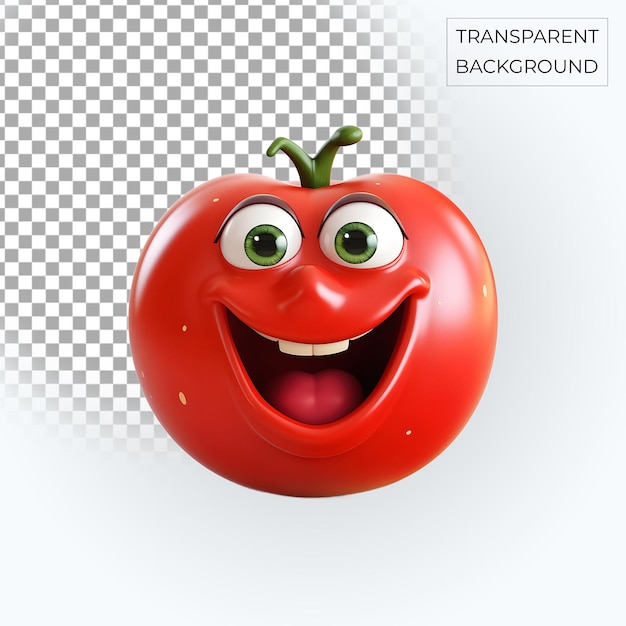 red tomato 3d smiling emoji transparent background Free PSD