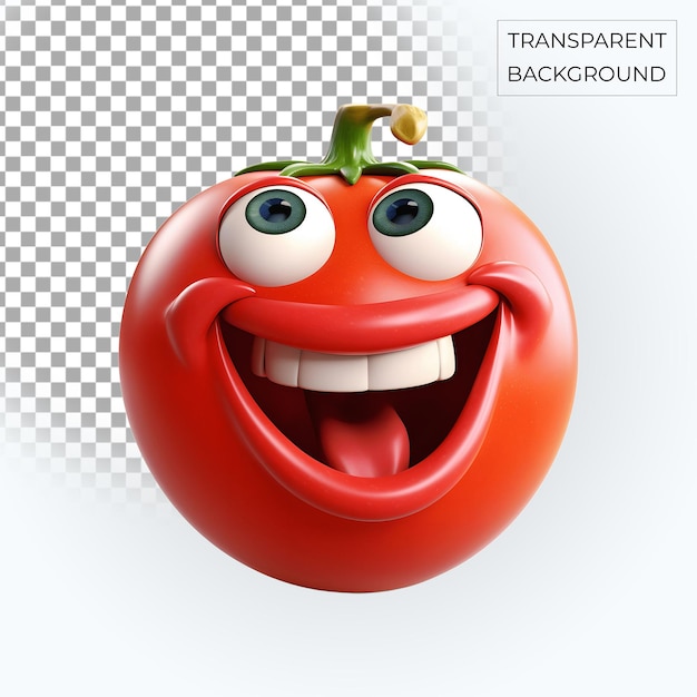 red tomato 3d smiling emoji transparent background Free PSD