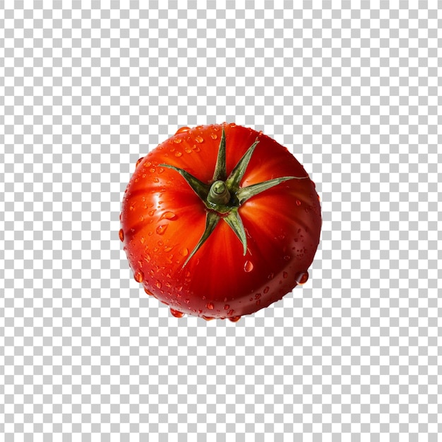 a red tomato is shown with water drops