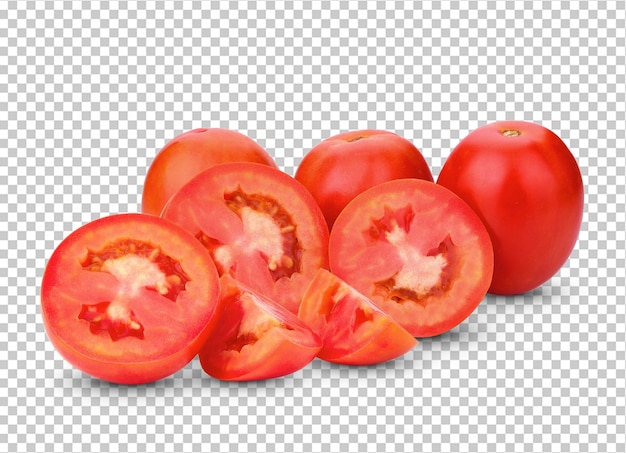 Red tomato isolated on white background with clipping path