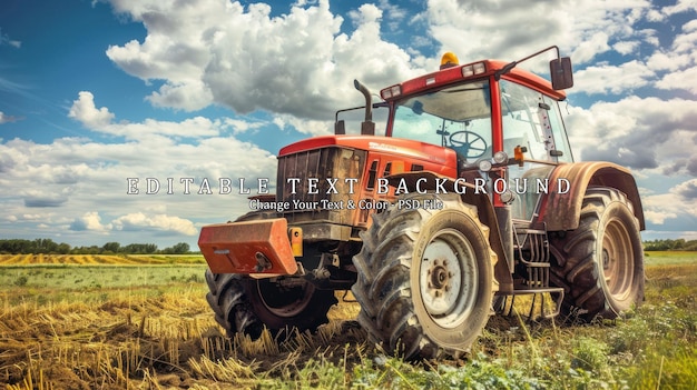 PSD red tractor in a field