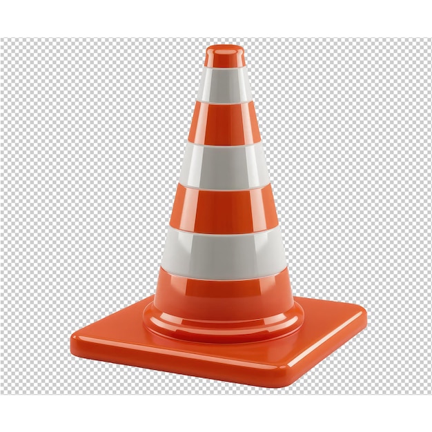 a red traffic cone with a white stripe on it