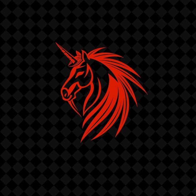 red unicorn with a black background