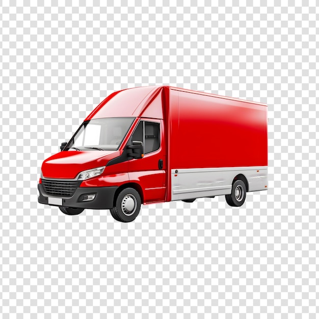 Red van with black wheels on a transparent background