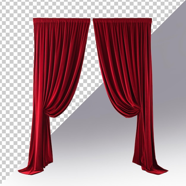 Red Velvet Curtain Draping Over a White Background