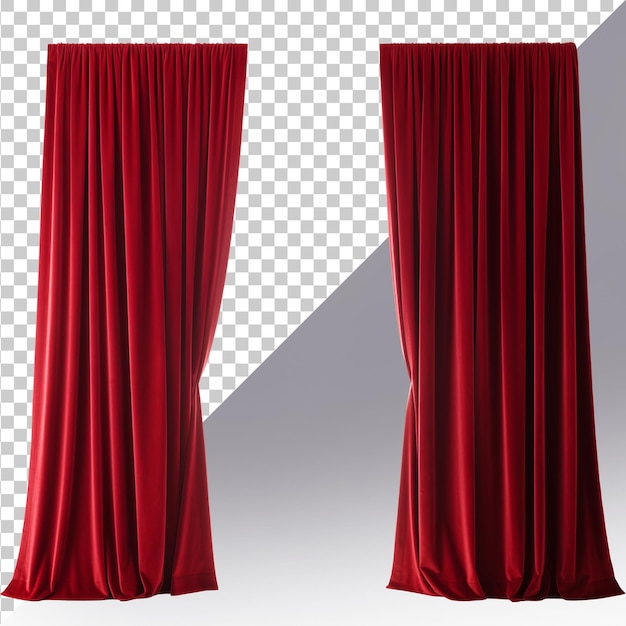 Red Velvet Curtain Draping Over a White Background