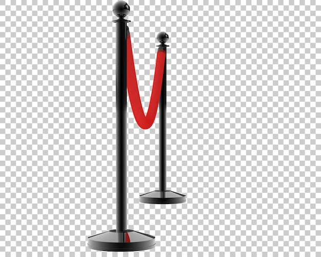 Red velvet rope on transparent background 3d rendering illustration