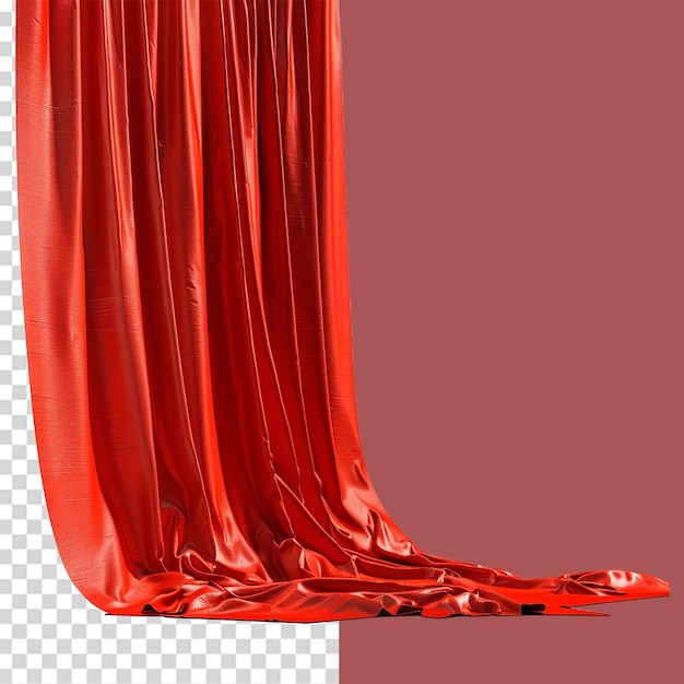 PSD red wall curtains on transparent background