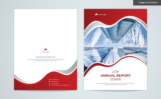 Red Waves Cover Design - Annual Report 2 Page Covers