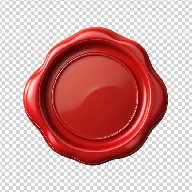 PSD red wax seal isolated on transparent background