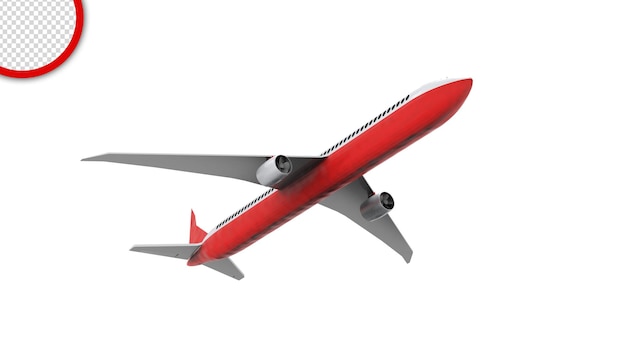 A red and white airplane is shown in a white background.