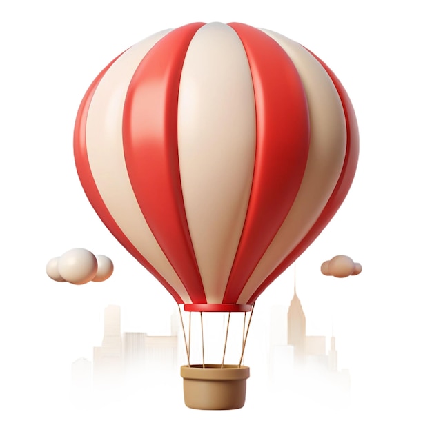 PSD a red and white hot air balloon with a red stripe