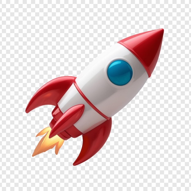 PSD a red and white rocket with a blue and white background