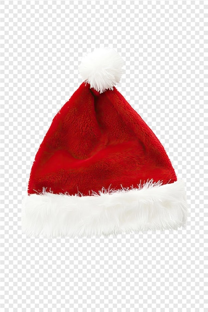 a red and white santa hat with a white hat on it