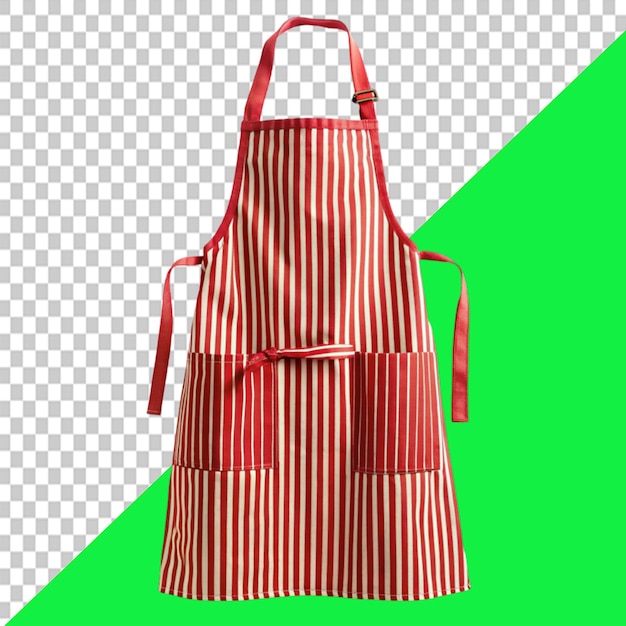 PSD red and white striped apron on transparent background